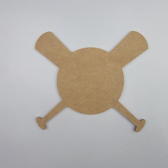 4" Ball and Bats, Unfinished MDF Art Shape by Wooden Craft Cutouts