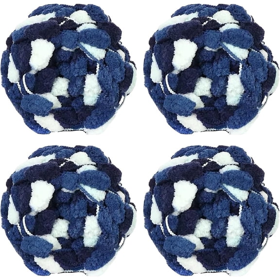 4 Balls Pom Bomb Yarn,100% Polyester Pomp-A-Doodle Jelly Bean POM-POM Ball Yarn for Crochet Knitting Blanket Mat Pet Nest 500g