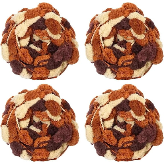 4 Balls Pom Bomb Yarn,100% Polyester Pomp-A-Doodle Jelly Bean POM-POM Ball Yarn for Crochet Knitting Blanket Mat Pet Nest 500g
