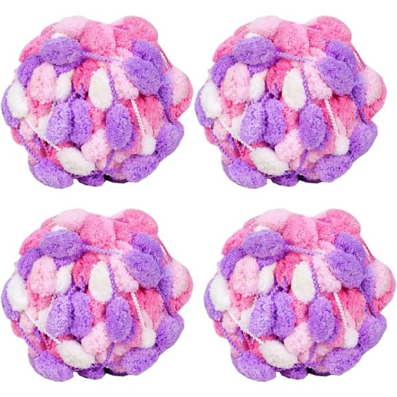 4 Balls Pomp-A-Doodle Yarn,100% Polyester Jelly Bean POM-POM Ball Yarn for Crochet Knitting Blanket Mat Pet Nest 150g/Roll