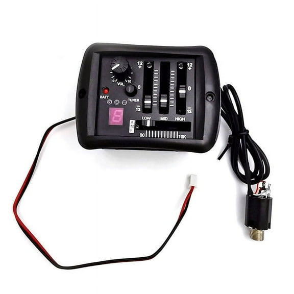 4 Band Acoustic Guitar Preamp EQ Equalizer Piezo Pickup with Tuner Pickups for Folk Guitar Accessories Guitar Parts