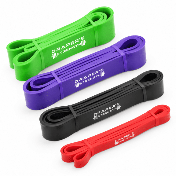 4 Band Heavy Duty Latex Resistance Loop Exercise Set for Powerlifting and