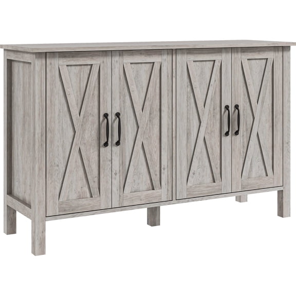 4 Barn Door Sideboard with Adjustable Shelves | Create a Coffee Bar or Credenza | Elevate Home Decor with Farmhouse Style
