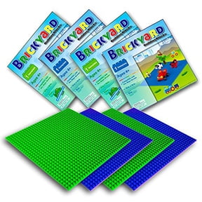 4 Baseplates, 10 x 10 Inches Large Thick Base Plates for Building Bricks by Brickyard Building Blocks, Perfect for Activity Table (2 Green, 2 Blue)