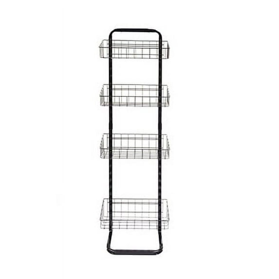 SSWBasics 4-Basket Floor Display- Farmers Market Display Tiered Basket Stand - Sturdy Black Metal Storage Solution - Elegant and Durable Basket Stand for Organized Display at Home or Market