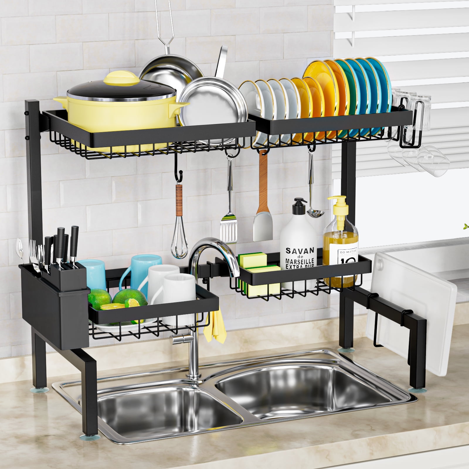 Sink With Drying Rack OKENTEN 4 Baskets over The Sink Dish Drying Rack, Extendable Large ...