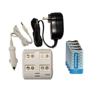 4 Bay 9 Volt Smart Charger + 4 x 9 Volt NiMH Batteries 200 mAh