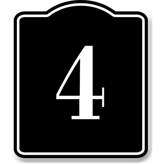 4 Bay Garage Door Plate Field Lane Gate Number BLACK Aluminum Composite Sign, 20"x24"
