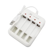 4 Bay Universal USB Battery Charger, 1.5V li ion & 1.2V NiMH/NiCD AA AAA Battery Charger with USB Fast Charging, Independent Slot for 1.5V 1.2V Li-ion/Ni-MH/Ni-CD Rechargeable AA AAA Batteries