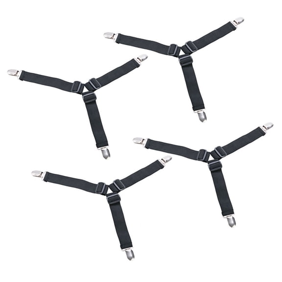 COREBAY 4 Pack Bed Sheet Holder Clips, Adjustable Elastic Suspenders Non-Slip Fasteners, Keep Mattress Covers & Fitted Sheets in Place