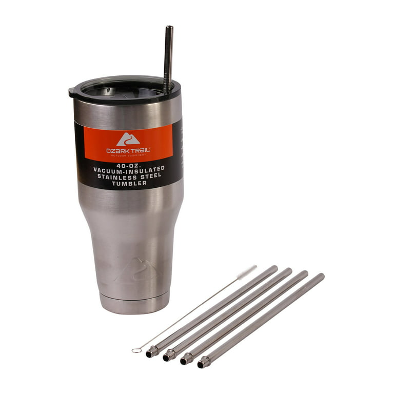 4 Bend Stainless Steel Straws Ozark Trail 30-Ounce Double-Wall Rambler  Vacuum Cups - CocoStraw Brand Drinking Straw (4 Straws 40oz) 