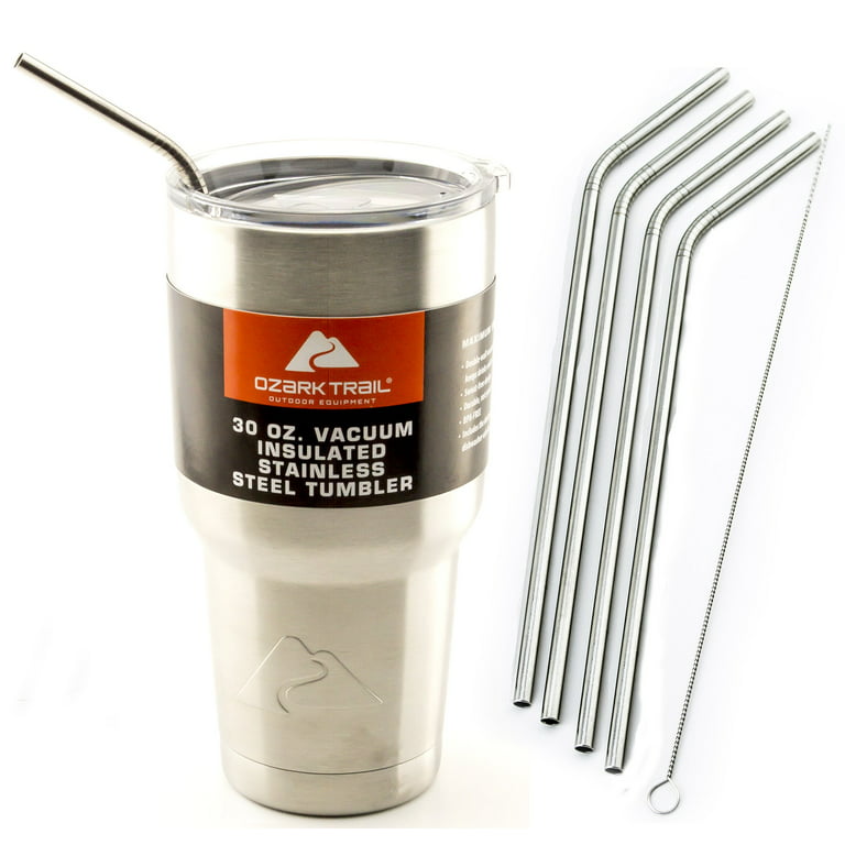 4 Bend Stainless Steel Straws Ozark Trail 30-Ounce Double-Wall Rambler  Vacuum Cups - CocoStraw Brand Drinking Straw 