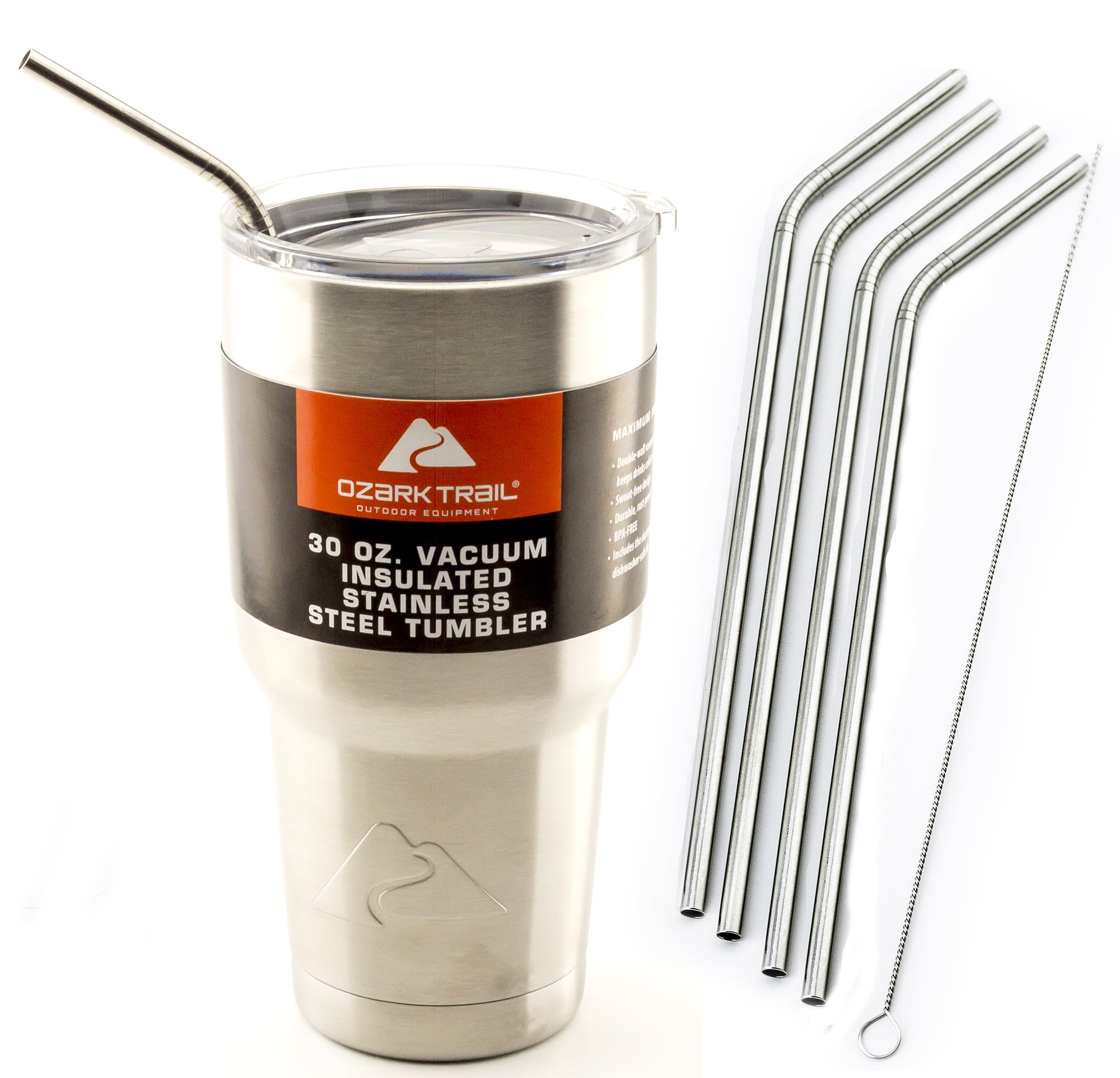 4 Wide 40-Ounce Stainless Steel Straws (No Cup) for 40 oz Ozark Trail Double-Wall Rambler Vacuum Cups - CocoStraw Brand Drinking Straw (4 Straws 40oz)