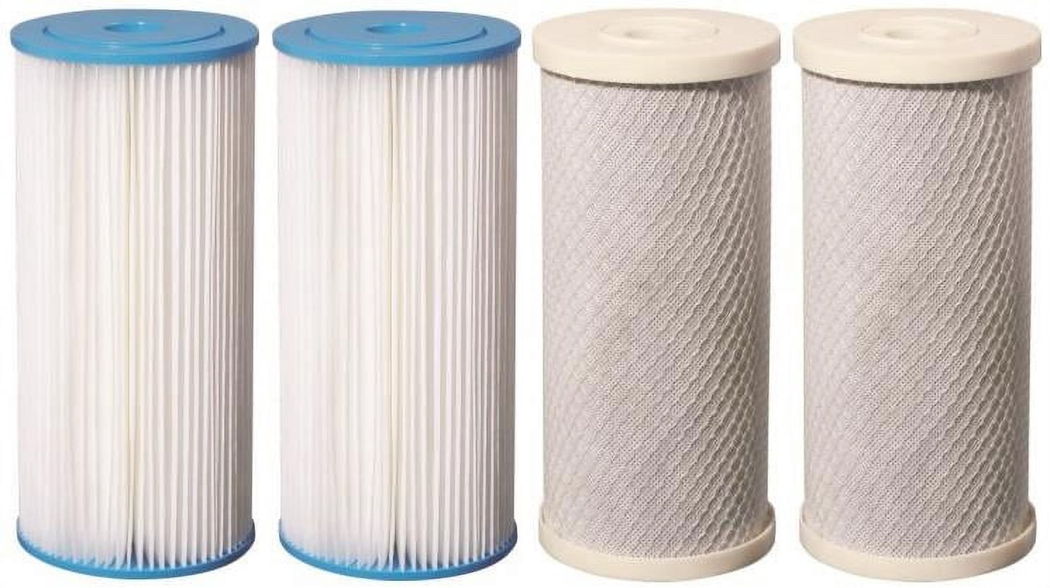 4 Big Blue CTO Carbon Block & Pleated Sediment 4.5" x 10" Replacement Filter Cartridges