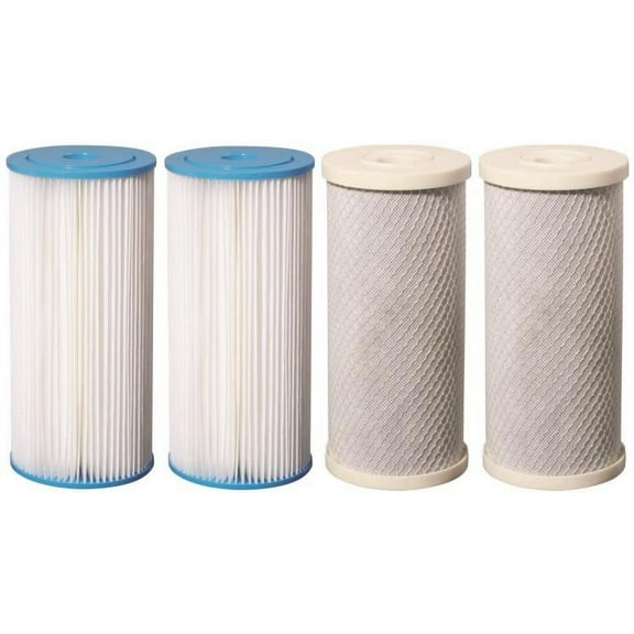 4 Big Blue CTO Carbon Block & Pleated Sediment 4.5" x 10" Replacement Filter Cartridges