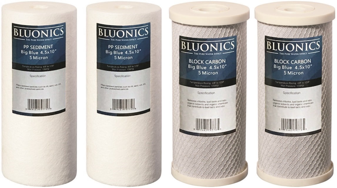 4 Big Blue CTO Carbon Block & Sediment 4.5" x 10" Replacement Filter Cartridges