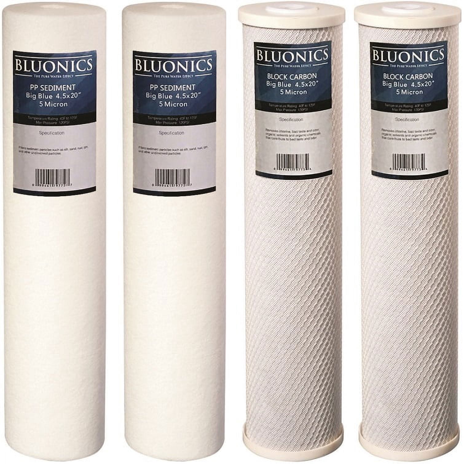 4 Big Blue CTO Carbon Block & Sediment 4.5" x 20" Replacement Filter Cartridges