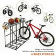 thumbnail image 1 of 4 Bike Stand Rack with Storage – Indoor Outdoor Bike Storage, Metal Stationary Bike Stand for Parking Mountain/Road/Hybrid/Fat Tire & Scooters Bike Rack for Garage, 1 of 10