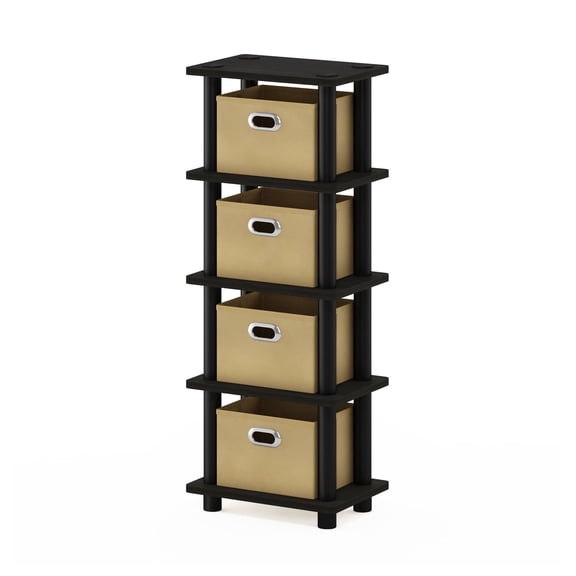 4-Bin Storage Organizer Rack, Espresso - LEGO & Toy Storage, Craft Supplies, Home Organization - Durable PVC & MDF Shelving System