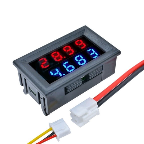 4-Bit Dc 0-100V 10A Voltmeter Ammeter Blue+Red Led Amp Dual Volt Meter Gauge