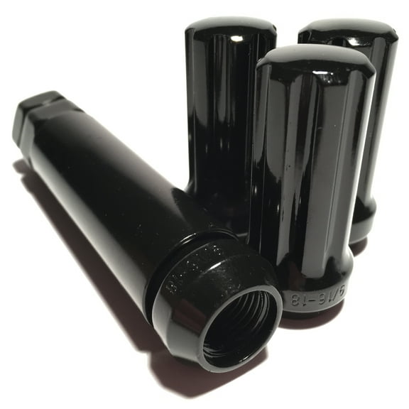 4 Black 9/16-18 Lug Nuts Spline XL 2" Long Dodge 2500 3500 9/16 Wheel Locks & Key