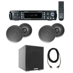 (4) Black Ceiling Speaker+Bluetooth Amp/Receiver+Subwoofer 4 Restaurant/Office