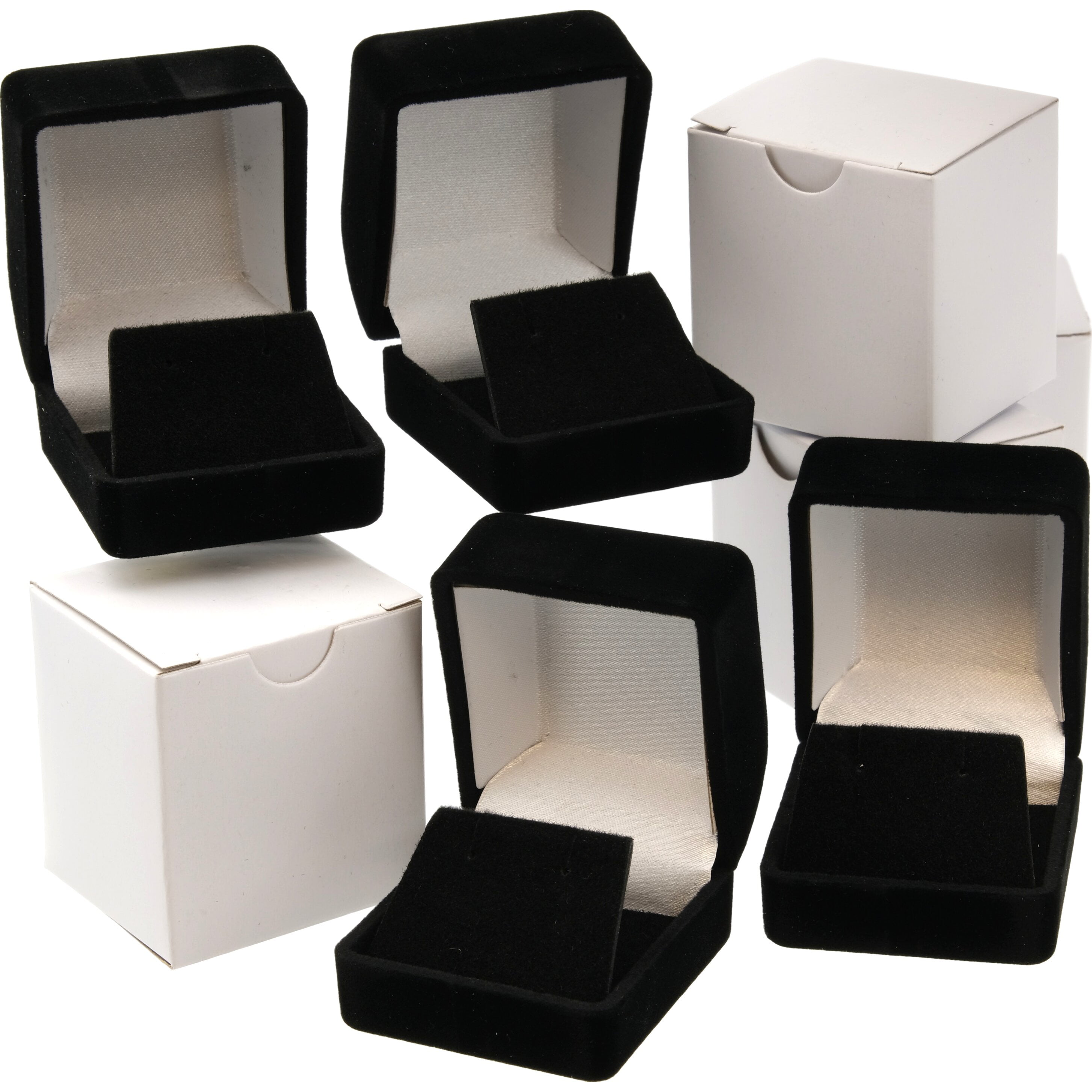 FINDINGKING 4 Black Flocked Earring Gift Boxes Jewelry Box