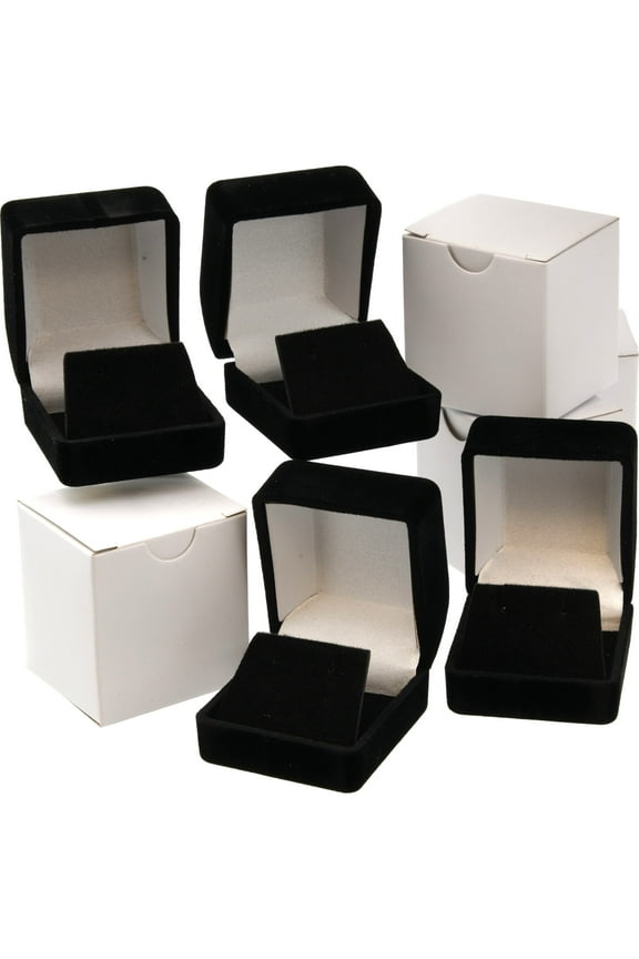 4 Black Flocked Earring Gift Boxes Jewelry Box