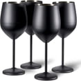 thumbnail image 1 of 4 Black Wine Glasses, 540 ml - Matte Stainless Steel Shatterproof Glass & perfect for high ball cocktails, mixed drinks or wine Set with Gift Box, 1 of 5