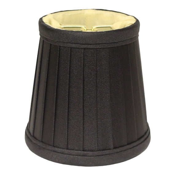 5" Black and Gold Set of 6 Slanted Pleat Chandelier Silk Lampshades