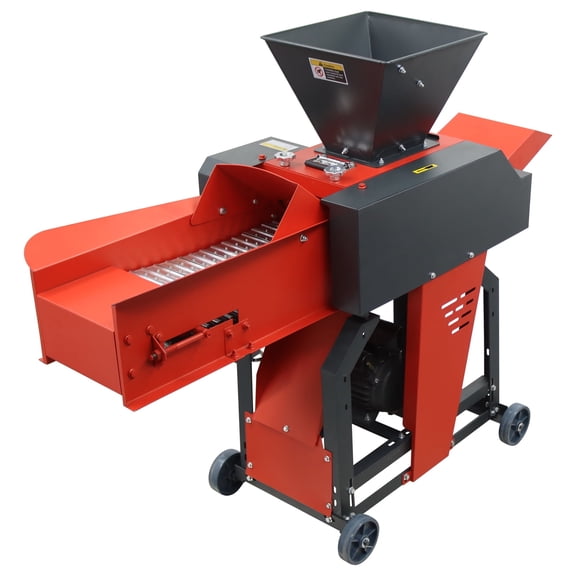 4-Blade Farm Hay Cutter with Conveyor Belt for Cutting Grass/ Kneading Silk 400-800KG/H 220V 2.2KW