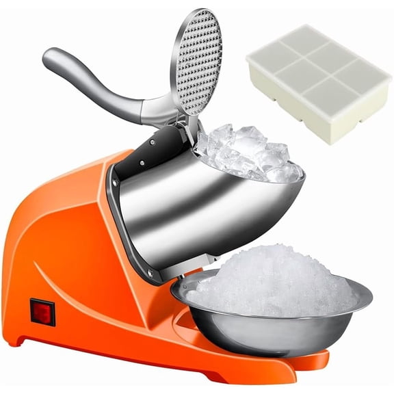 4-Blades Ice Shaver, Electric Shaved Machine Shaver Machine,200lbs/hr ice Crusher with Pick for Home and Commercial UseOrange