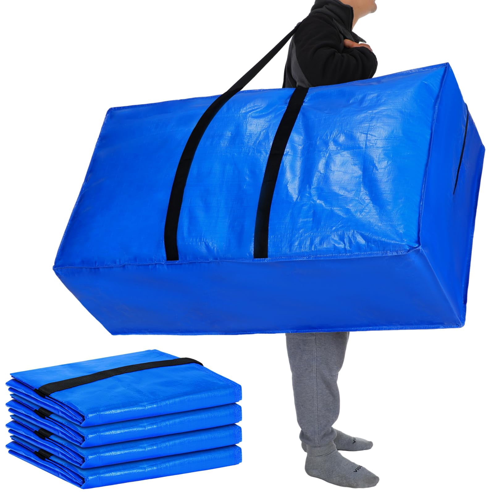 4 Blue 57 Gallon Extra Large Heavy Duty Storage Bags For Moving ...