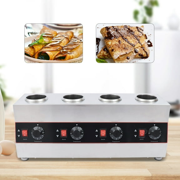 4 Bottle Commercial Electric Sauce Warmer Stainless Jam Cheese Chocolate Warming