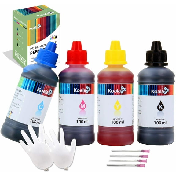 4 Bottles 400ML Printer Ink Refill Kit for Epson 542 544 502 522 Canon HP