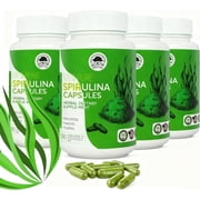 4 Bottles Spirulina Capsules, Premium Spirulina Supplement, Supports Immune System, Healthy Heart, Vegan, Gluten-Free 960 Capsules