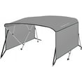 thumbnail image 1 of 4 Bow Bimini Top Boat Cover with 1” Aluminum Alloy Frame, Include 2 Straps, 2 Adjustable Rear Support Pole, Zippered Storage Boot, PU Coating8'L x 54" H x 73"-78" W ，Gray ）, 1 of 9