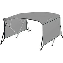 4 Bow Bimini Top Boat Cover with 1 Aluminum Alloy Frame, Include 2 Straps, 2 Adjustable Rear Support Pole, Zippered Storage Boot, PU Coating Canvas8'L x 54" H x 85"-90" W Gray