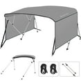 thumbnail image 1 of 4 Bow Bimini Top for Boats with PU-Coated Canvas, 1" Aluminum Frame, 2 Adjustable Rear Support Poles, 2 Straps, Zippered Storage Boot & Removable Side Curtains, Light Gray, 8'L x 54"H x 67"-72"W, 1 of 7
