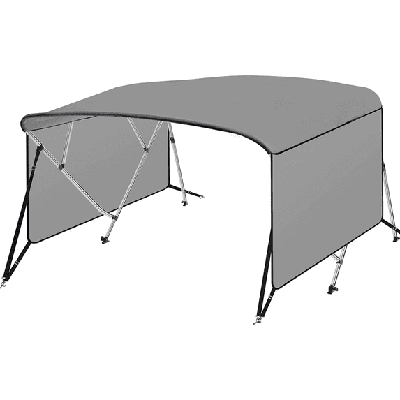 4 Bow Bimini Top Cover with 2 Straps 2 Adjustable Rear Support Rods with 1" Aluminum Frame and PU Coated Canvas,Zippered Storage Box