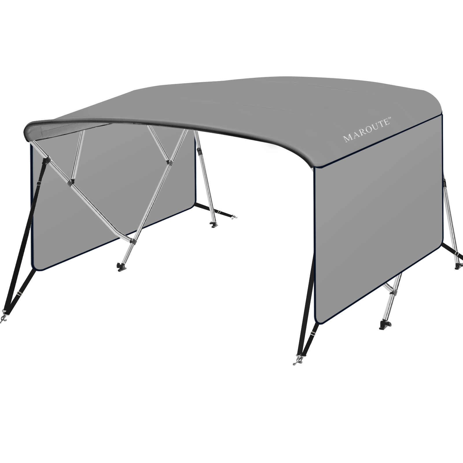 KAKIT 4-Bow Bimini Top For Boats – 54"H X 91-96"W X 8ftL – Awning Canopy With Rear Poles, UV/Water Resistant