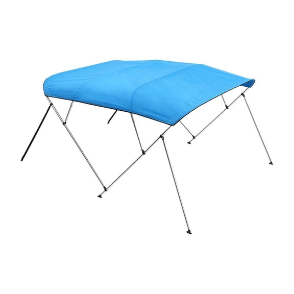 4 Bow Boat Bimini Top, 600D Polyester Canopy - Waterproof Sun Shade Awning for Boats - Aluminum Frame, Support Poles & Storage Bag - 96"Lx85-90"Wx54"H, Pacific Blue