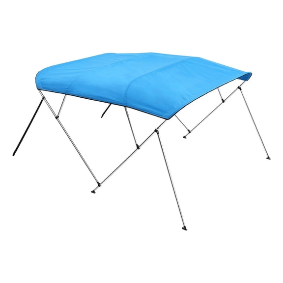 4 Bow Boat Bimini Top,600D Polyester Waterproof Canopy with Aluminum Frame,Sun Shade Awning for Boats Includes Storage Bag,2 Poles&4 Straps,Pacific Blue