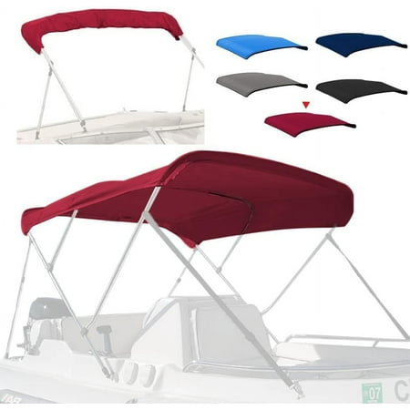 4 Bow Marine Grade Fade and Crack Resistant Bimini Top Replacement Cover,Heavy-Duty Waterproof and UV-Proof Boat Canopy,Easy Install Zipper Sleeves Boat Awning/Without Frame,Burgundy