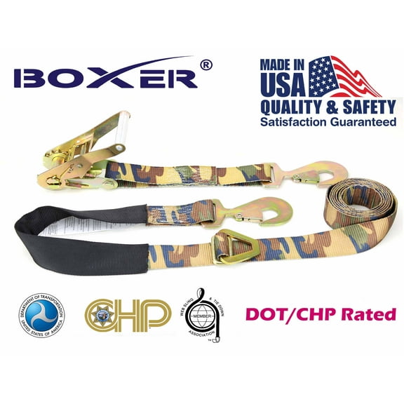 (4) Boxer DOT 2" x10' Car Axle Strap Tie Down w/Ratchet Car Hauler Flatbed Tow US Made