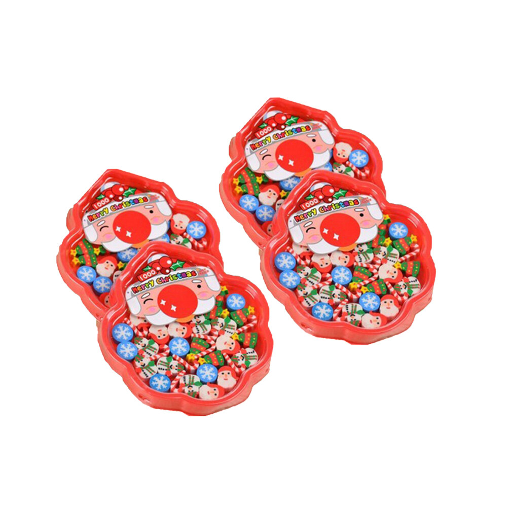 4 Boxes Adorable Santa Claus Shaped Erasers Christmas Favors Gifts