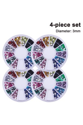 4 Boxes Nail Art Decoration DIY Glitter Nail Decoration Rhinestone 3D Round Nail Art Rhinestone Nail Art Decor Accessories Nail Art Decorations Colourful Gemstones Rhinestones