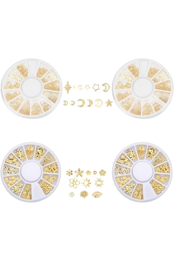4 Boxes Star Moon Sun Snowflake Resin Filler Charms Brass Epoxy Resin Supplies Cosmos Themed Epoxy Resin Fillers for Nail Art Decoration Accessories Scrapbook Making Crafts Gold DIY