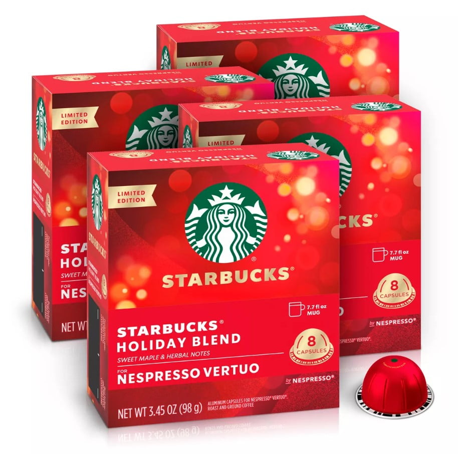 4 Boxes of Starbucks Holiday Blend Nespresso Vertuo 8 capsules each