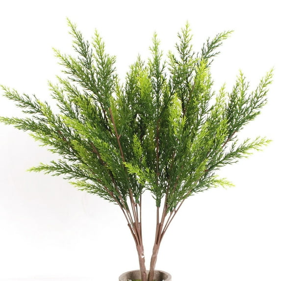 4 Branches Artificial Faux Pine Needles Outdoor, UV Resistant Artificial Greenery Stems Plastic Shrubs for Patio Garden Farmhouse Front Porch Home Window Box Decor